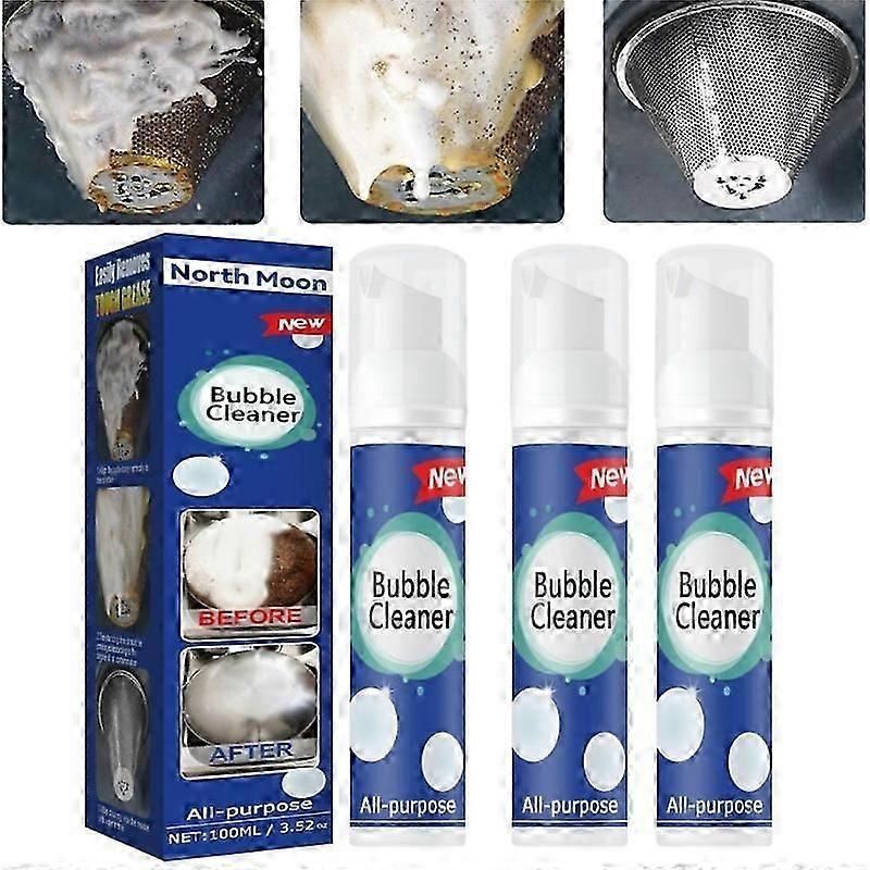 3x 100ml Bubble Cleaner Αφρός καθαρισμού γενικής χρήσης Μους καθαρισμού κουζίνας Καθαριστικό λίπους κουζίνας