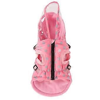 Hooded Dog Coat Clear Waterproof Brim Warm Reflective Puppy Jacket with Adjustable Harness for Autumn Winter XXL