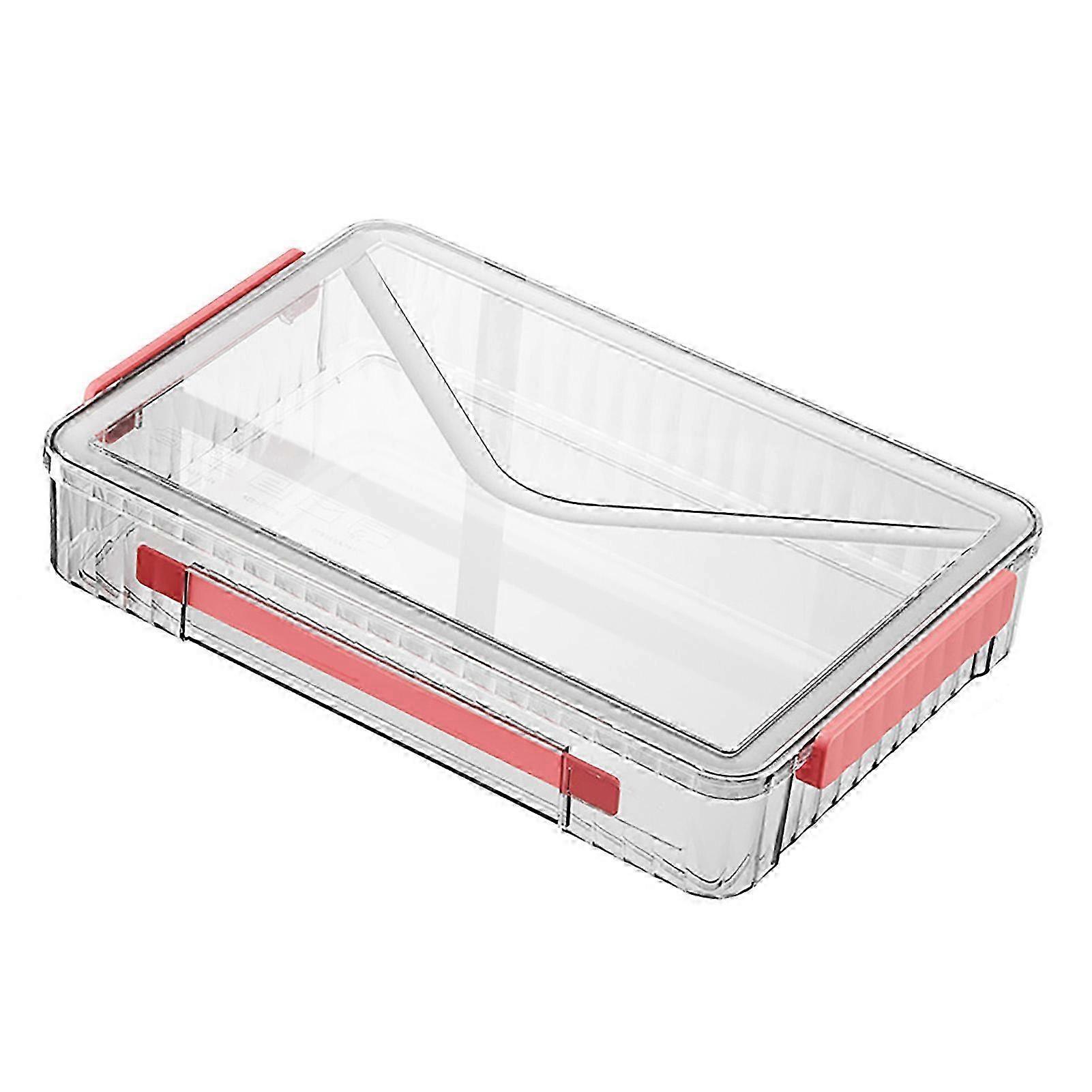 Large Capacity Transparent Portable Storage Case with Handle for Document Files Red