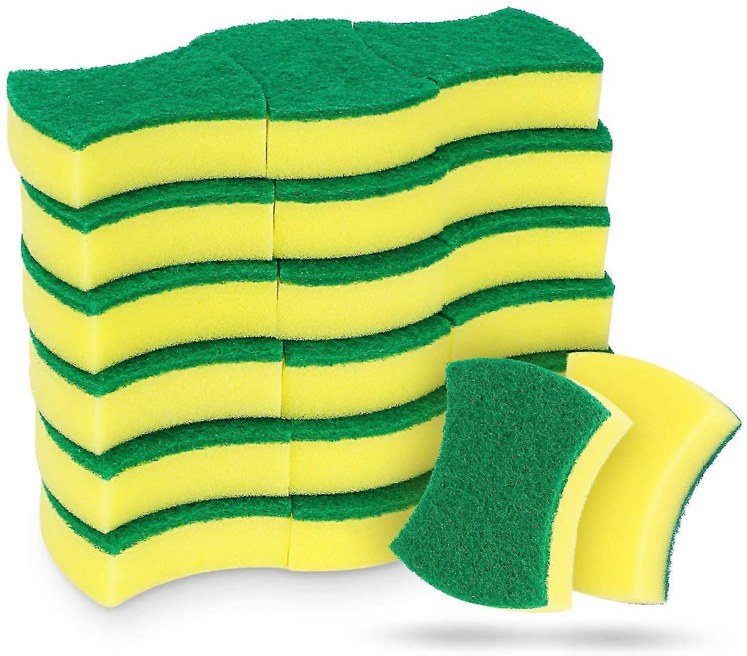 10 Sponges, Heavy-Duty Double-Sided Matte, Washable, Microfiber, Multi-Purpose Scraping Sponge