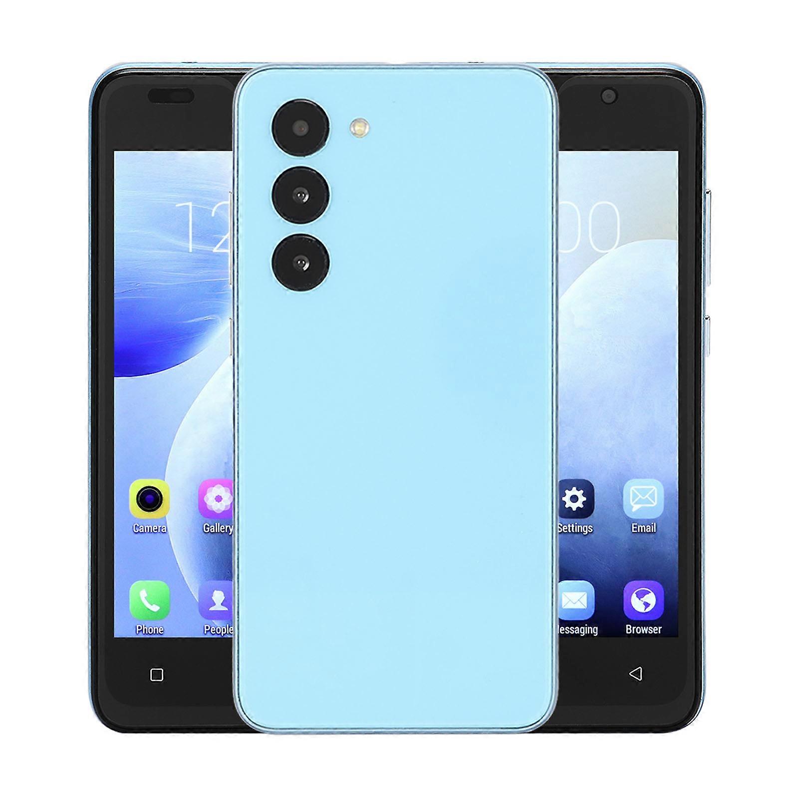 5.0in Smart Phone 2GB RAM 16GB ROM Front 2MP Rear 5MP Face Recognition Unlock Phone for Android 6 100‑240V EU Plug Blue