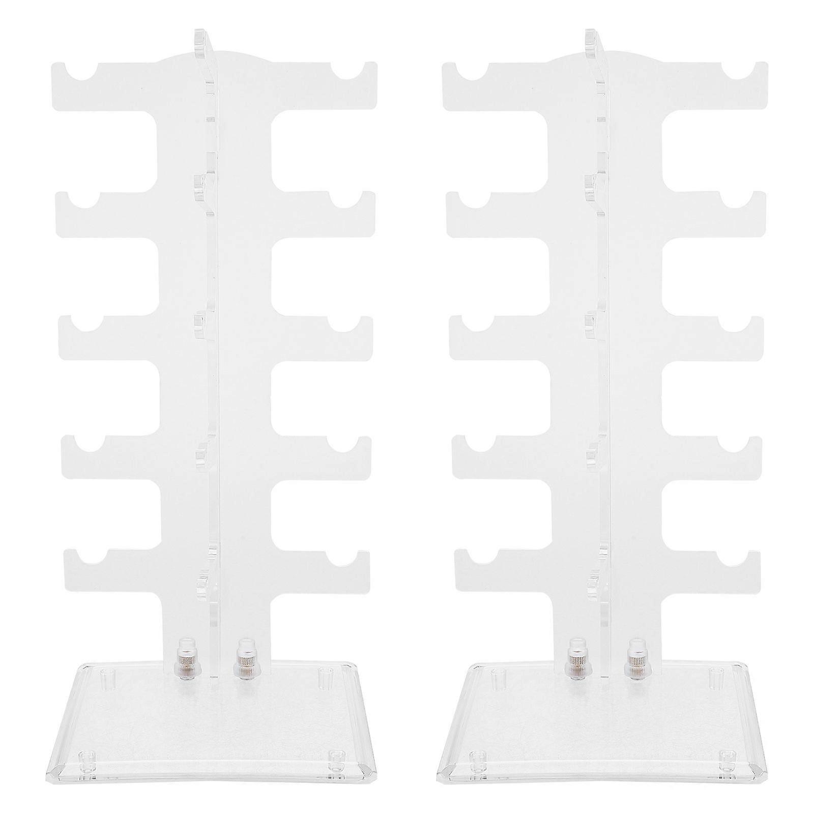 2pcs Durable Acrylic Glasses Frame Storage Shelf Practical Sunglasses Display Rack for Home Store Desktop (Transparent)