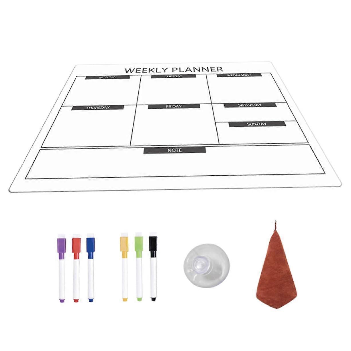 Magnetic Refrigerator Board 1-Set Erasable Planner For Family Schedules And Reminders Includes Markers And Cloth