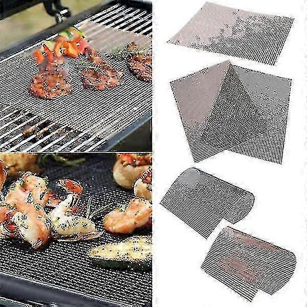Reusable Easy Grill Mesh Cooking Mat, Heat Resistant Barbecue Net for Grilling and Easy Cleaning