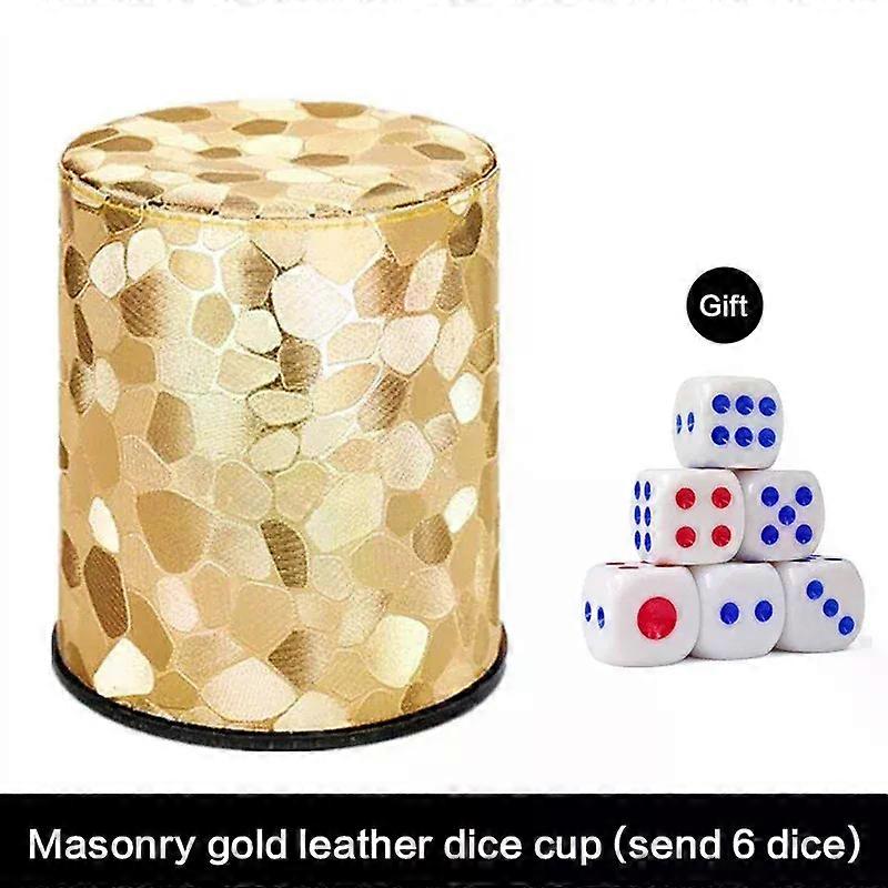 Dices Shake Container with 6 Dices Set For Table Board Game Dices Cup PU Leathers Stable Sturdy Comfortable Hand Feeling 24BD