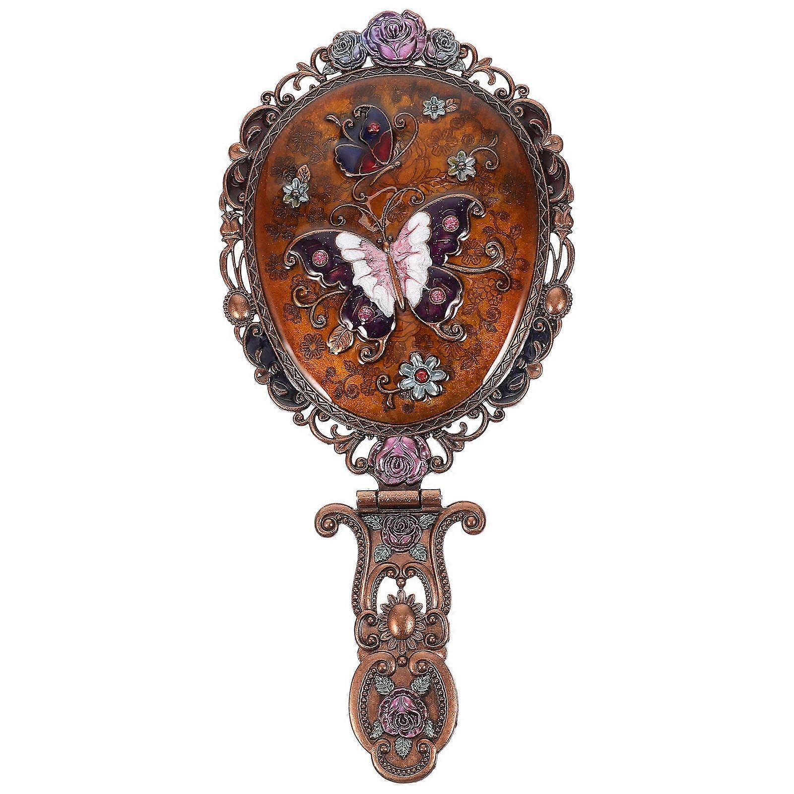 Foldable Handheld Mirror With Handle For Home Use Makeup Touch-Ups Simple and Delicate Design 22.00X10.00X1.80CM Red 1Pack