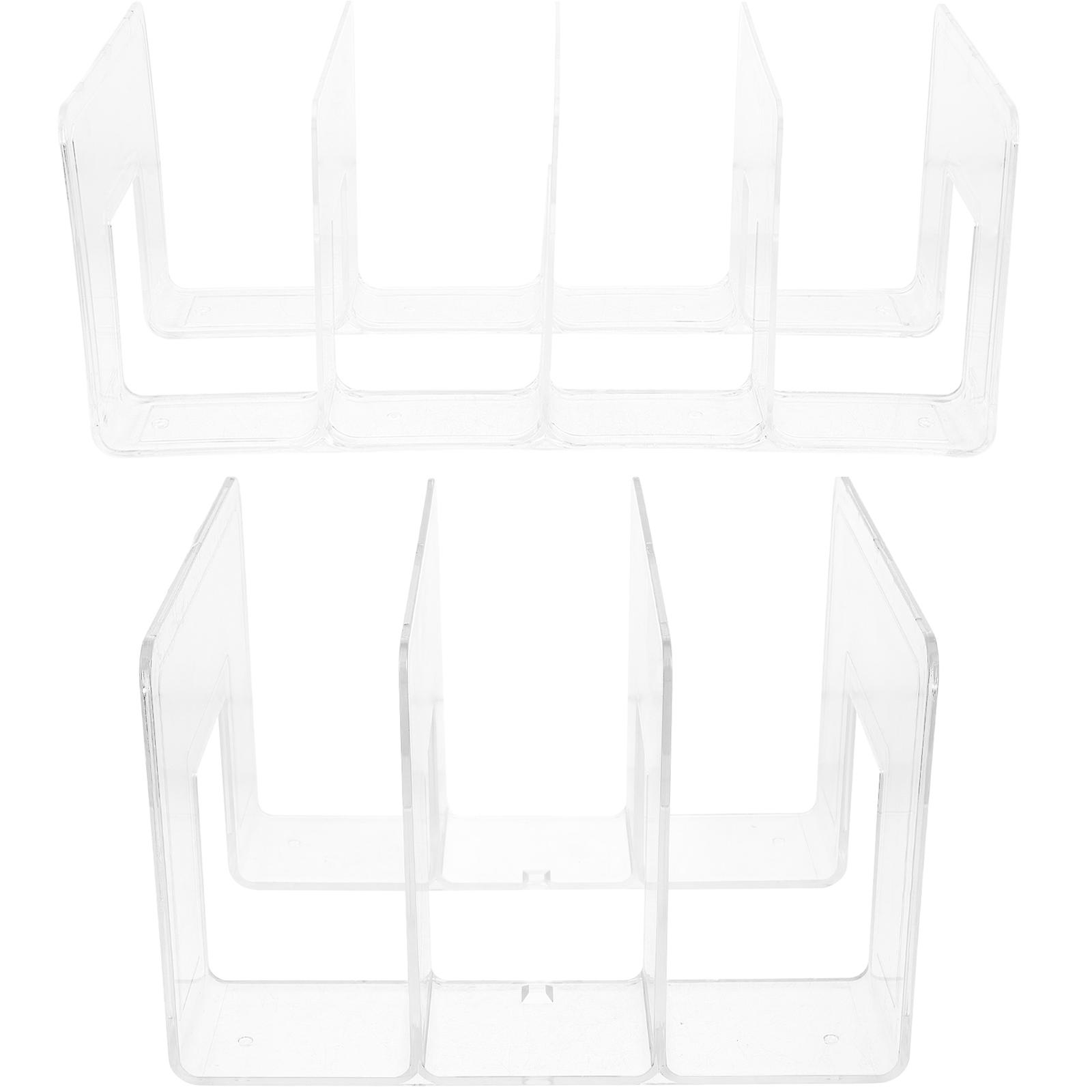 Transparent Bookends 2pcs Multifunctional Book Rack Sturdy Document Stand Flat Bottom for Home Office Library Storage Organization