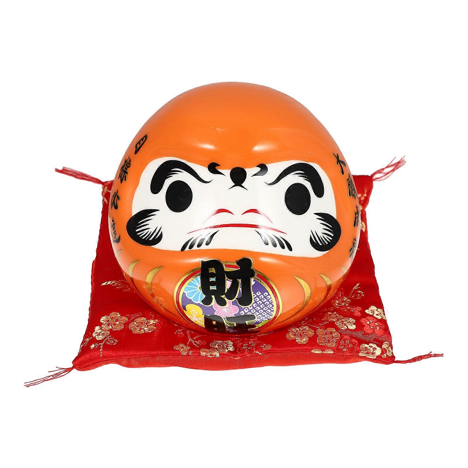 Ceramic Daruma Shaped Money Box Coin Storage Living Room Table 3.9×3.9×3.9in 1Set