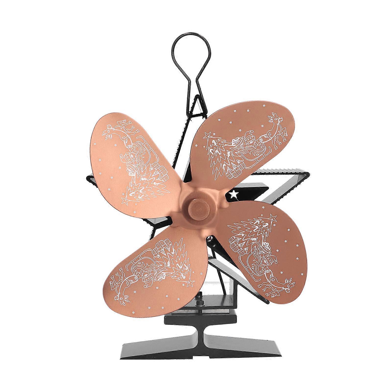 4 Blades Heat Powered Santa Claus Pattern Fireplace Fan for Heat Distribution Circulating Warm Air