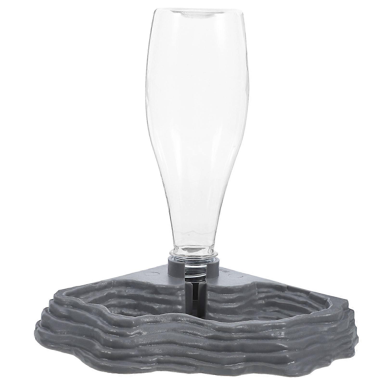 Automatic Reptile Water Feeder Grey Smooth Surface Drinking Fountain for Tortoises Lizards Practical Pet Hydration Supply