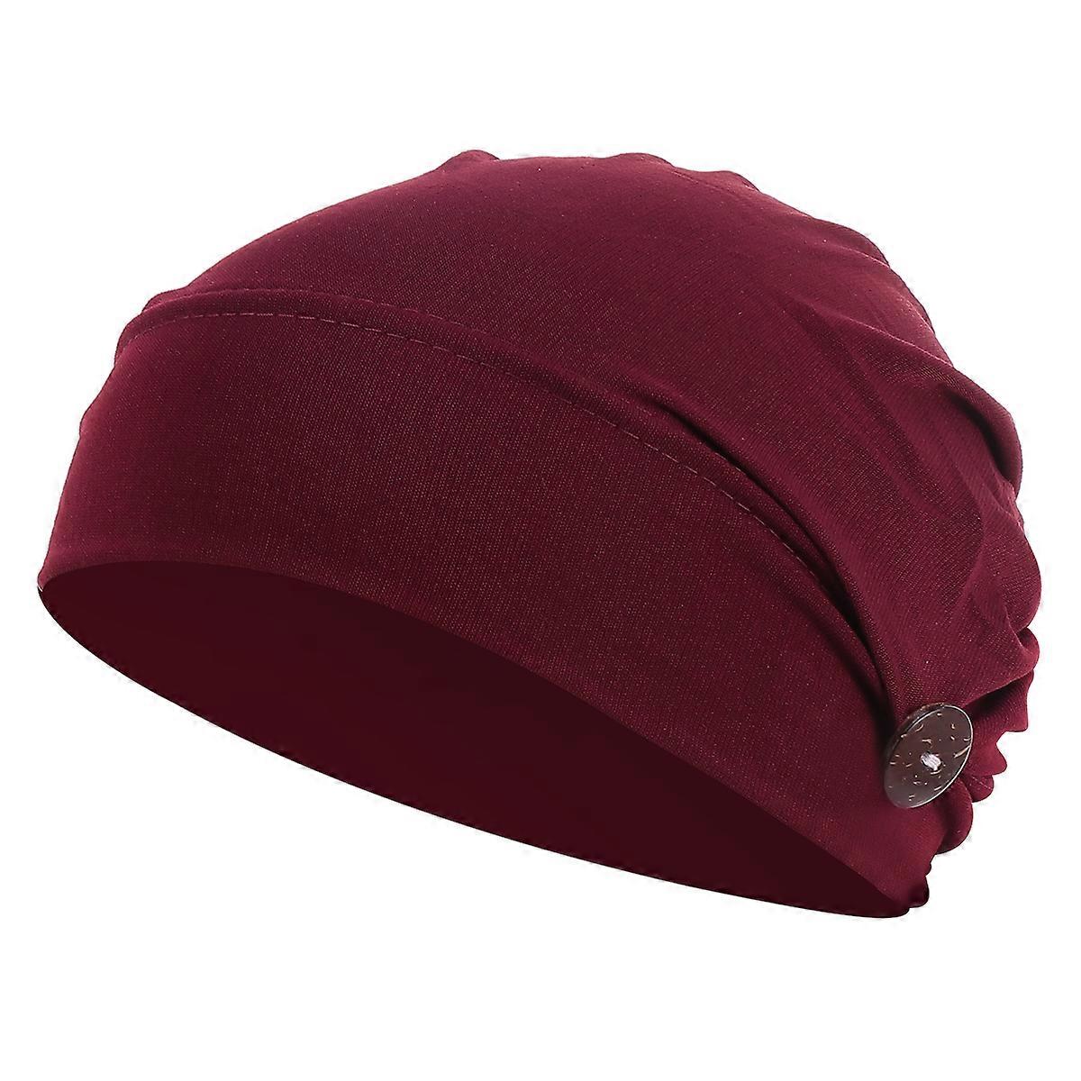 Women Chemo Caps Polyester Stretch Chemotherapy Sunscreen Headwrap Multifunctional Hat Red 1Pcs