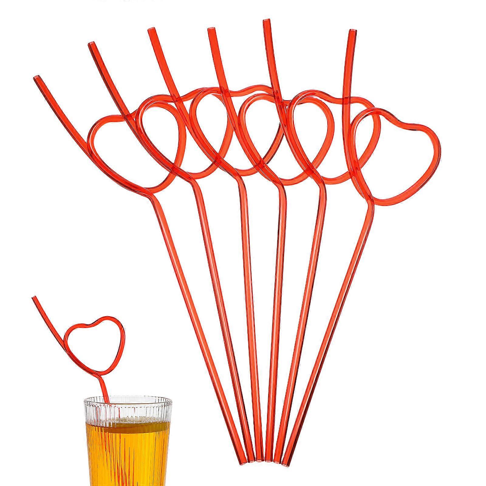 Valentines Day Straws Shaping Straws Reusable Heart Shape For Valentine Party 25Pcs