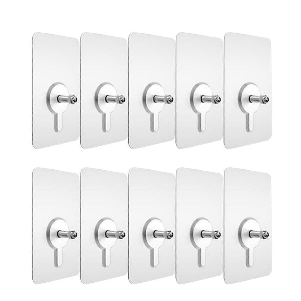 10 Pieces Transparent Acrylic NonTrace Hooks for Easy Hooking and Picture Hanging, 5+ kg Capacity
