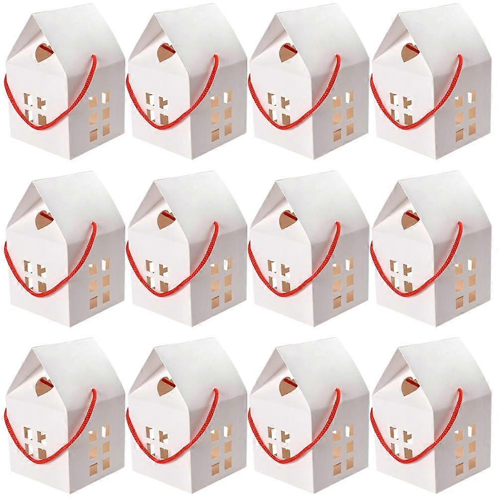 Small Cookie Boxes Party Decoration Storage White 8X8X7.5CM Candy Packaging Containers Kids Adults Holiday Goodie Boxes 12Set