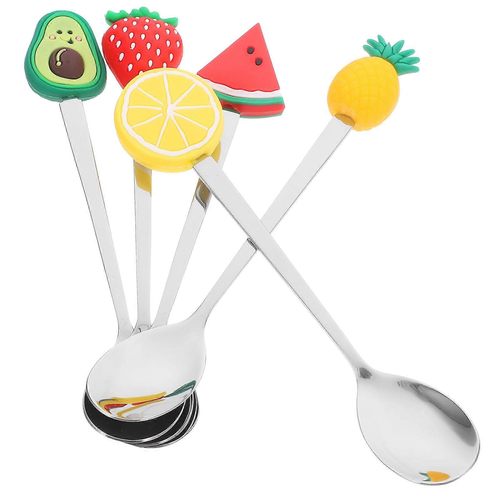 Mini Serving Spoons Tiny Spoons Small Round Spoon Garnish Spoon With Fruit Style Topper For Kids Families Guests 14.00X2.50X1.00CM
