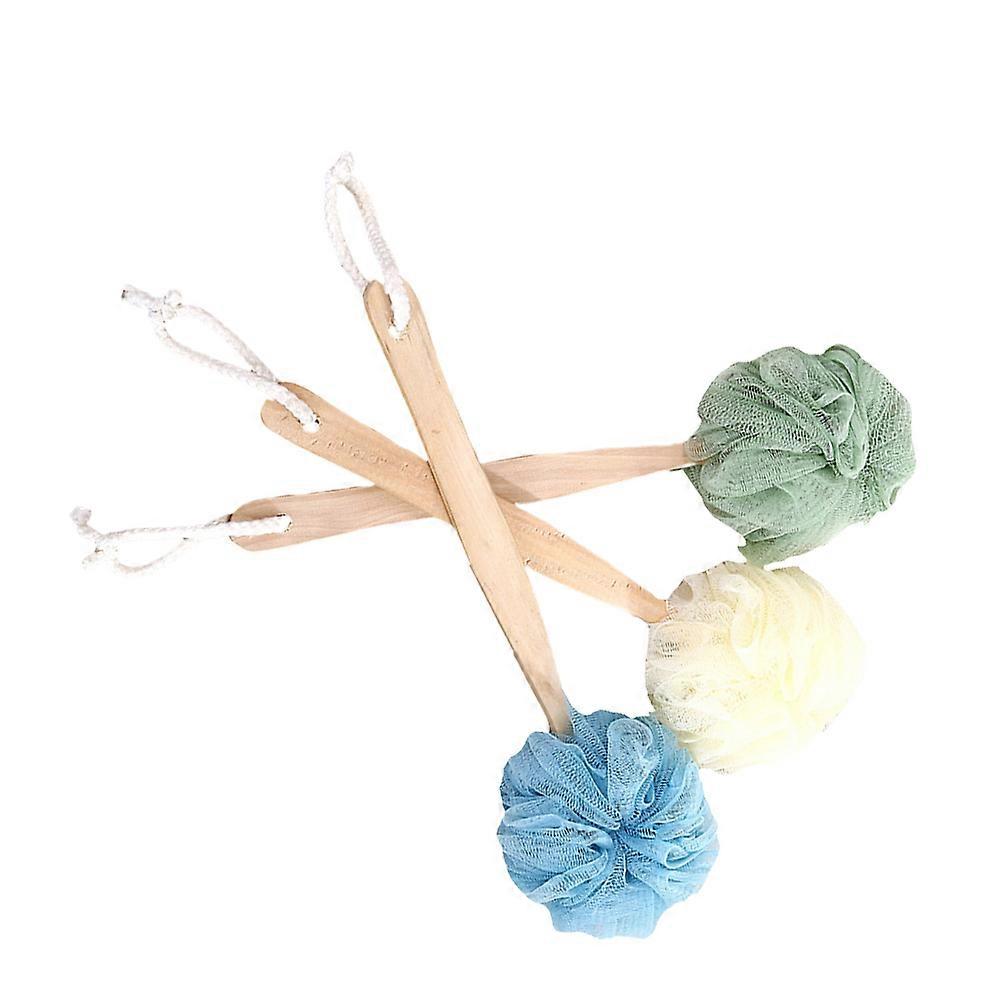 3pcs Wooden Long Handle Bath Brushes for Back Scrubbing   Soft Bristle Massage Tool for Bath and Spa Use