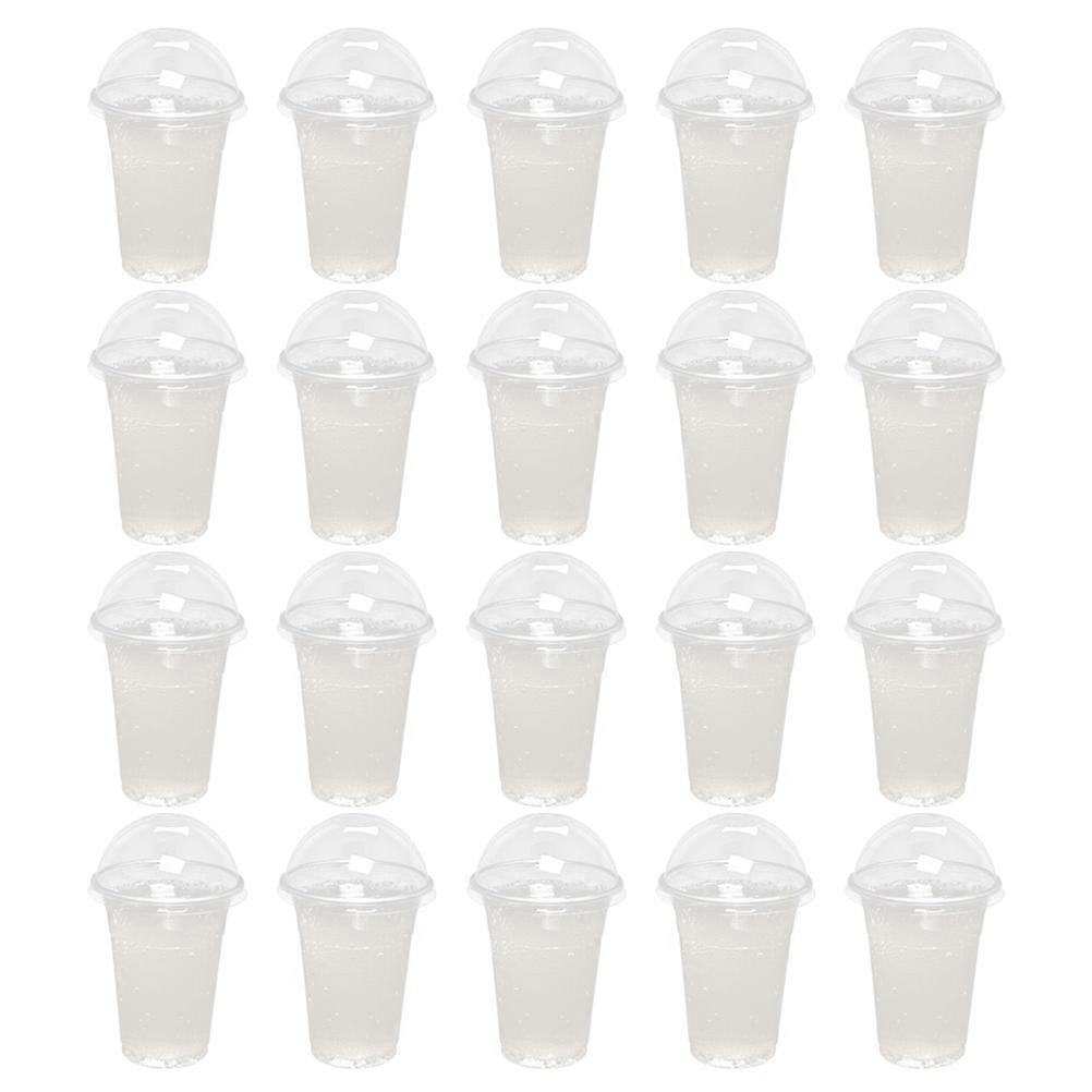 30 Sets Disposable Juice Cups Transparent Beverage Bubble Tea Cold Drink Cups