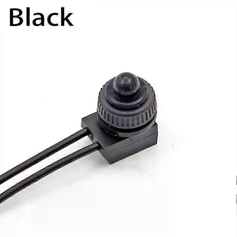 12V KP107 Latching Push Button On-Off Switch With Leads Waterproof Wire Black Red Self-locking 250v Fit For Outdoor Lighting