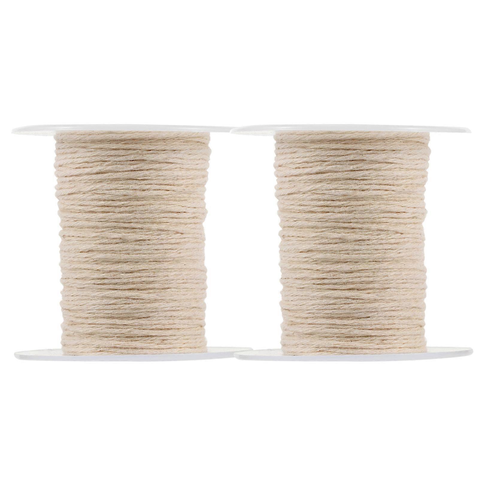 2 Rolls Pure Cotton Wick Rope for DIY Candle Making – Smokeless Craft Supply, No Dye or Additives