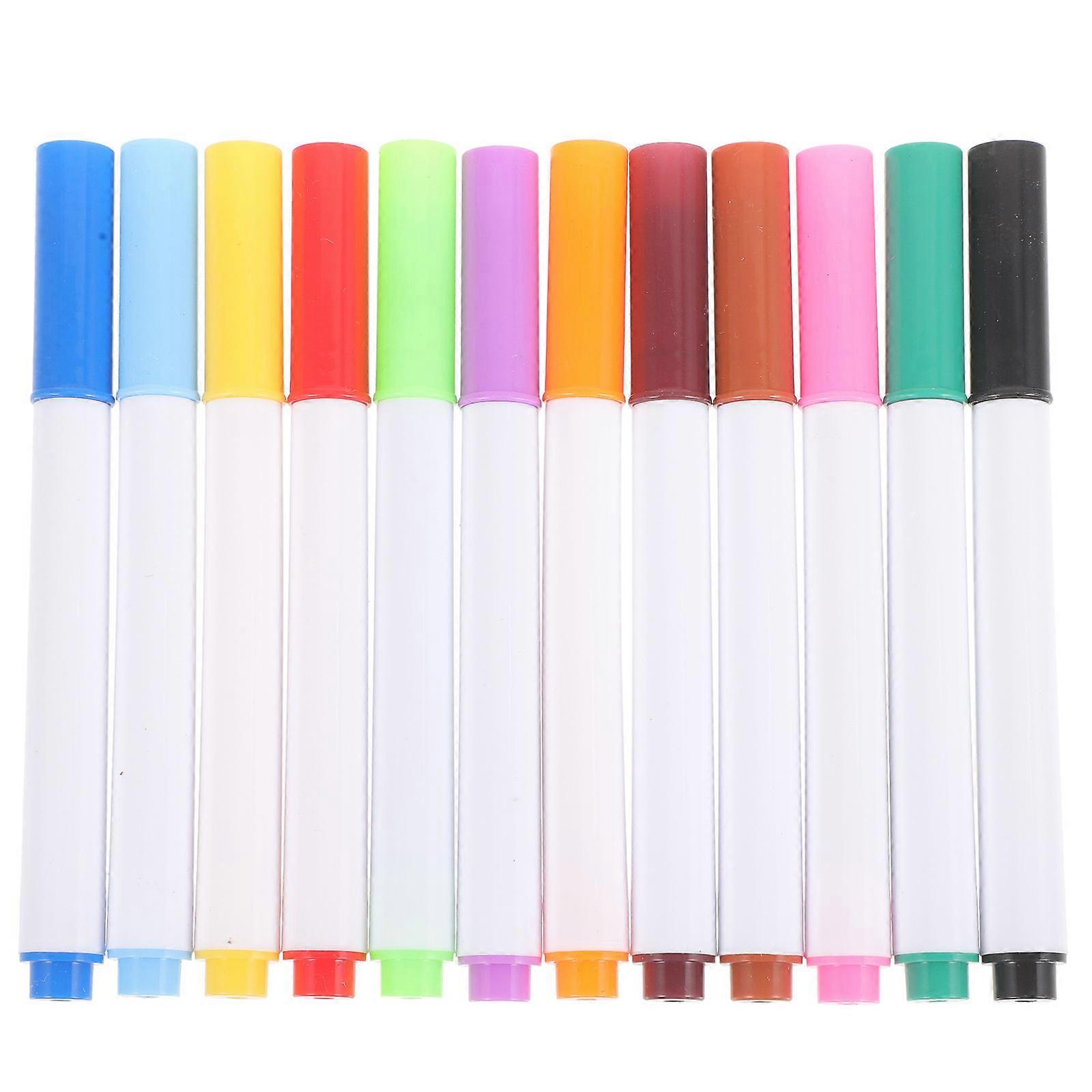 Erasable Marking Pen Marker Set Assorted Color 10.3x0.7cm For Students Teachers Professionals 12Pcs