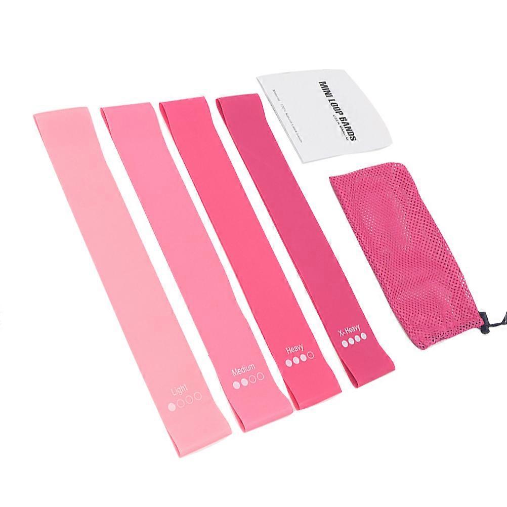 4Pcs Pink Resistance Bands for Yoga Fitness Loop Exercise Elastic Pull up Assist Bands for Girls