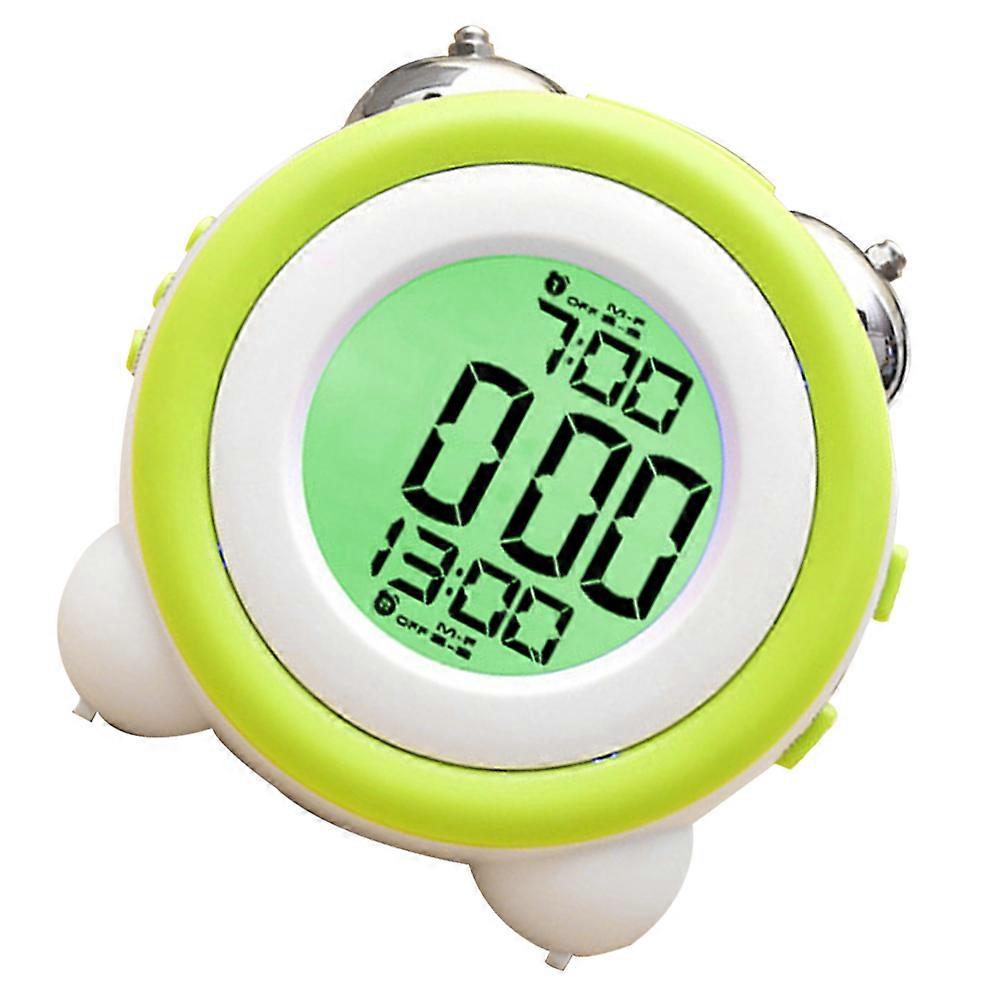1pc LED Light Electronic Alarm Mute Clock Simple Stereo Loud Clock without Battery for Kids Child (Light Green)