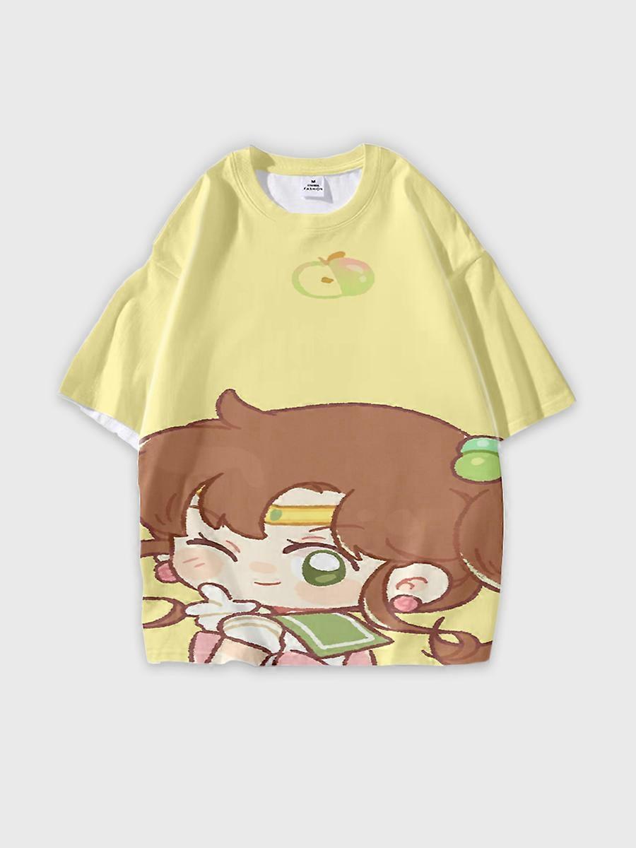 T-shirt round neck Role Pattern loose short sleeve D3369