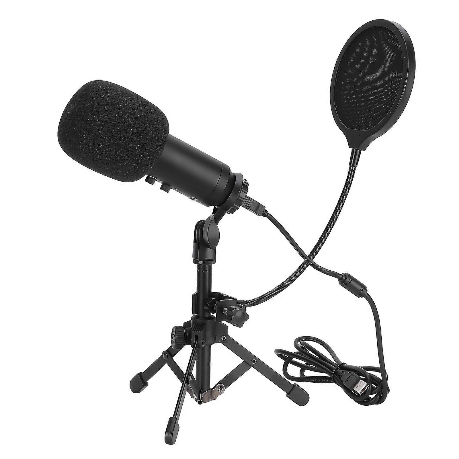 Microphone Set Condenser USB Interface Wired Recording Equipment with Adjustable Stand