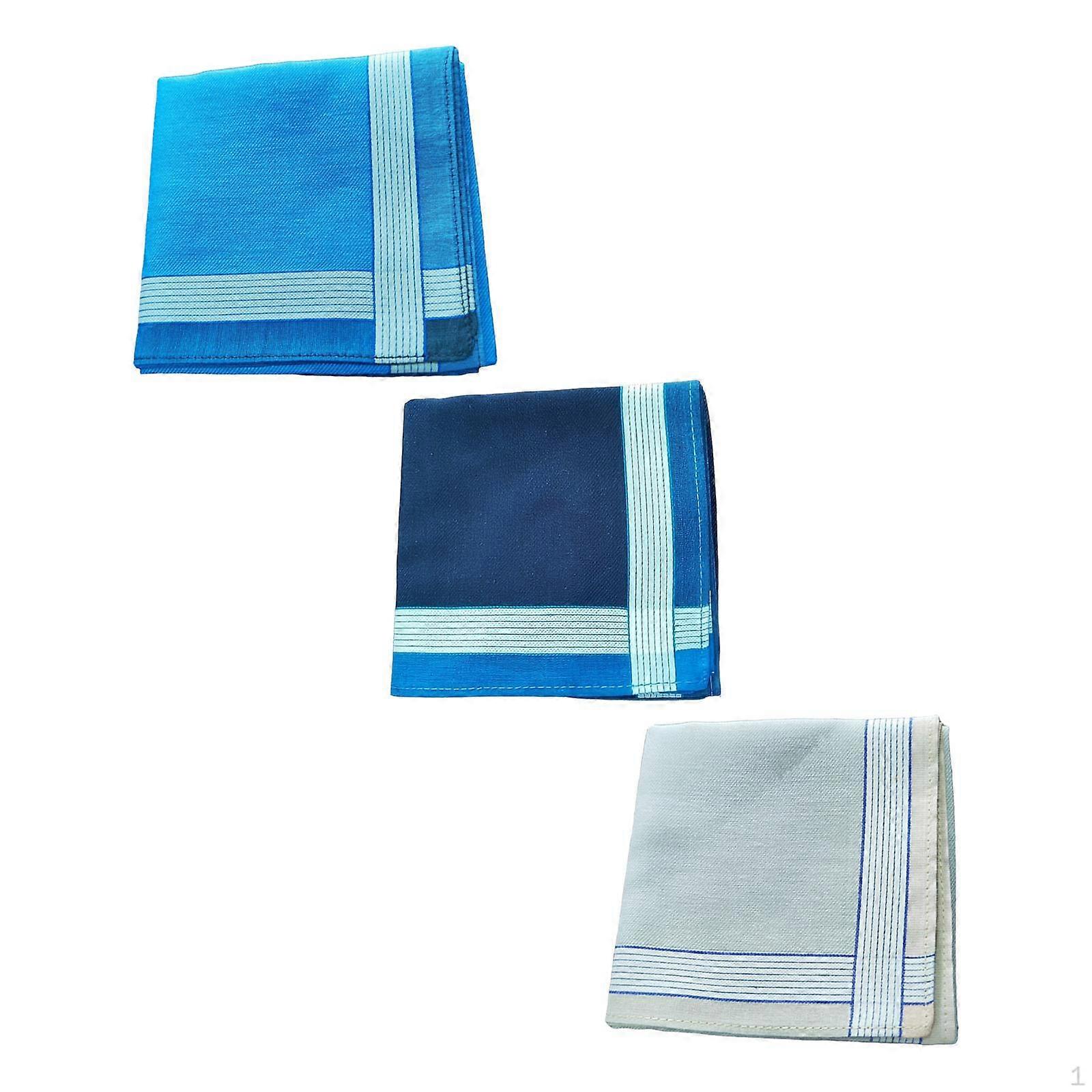 3Pcs Pocket Squares Hankies Breathable for Gentlemen Wedding Travel