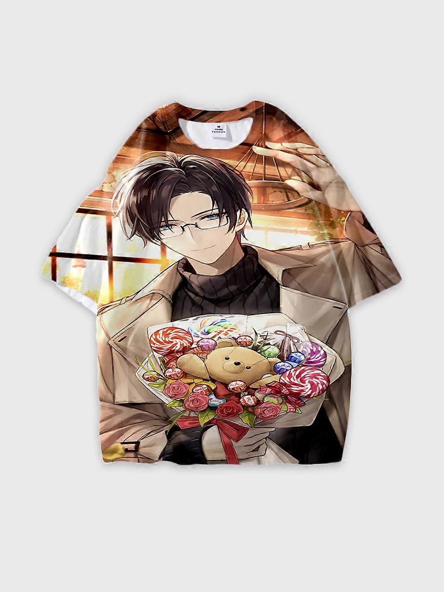 T-shirt round neck Role Pattern loose short sleeve E3721