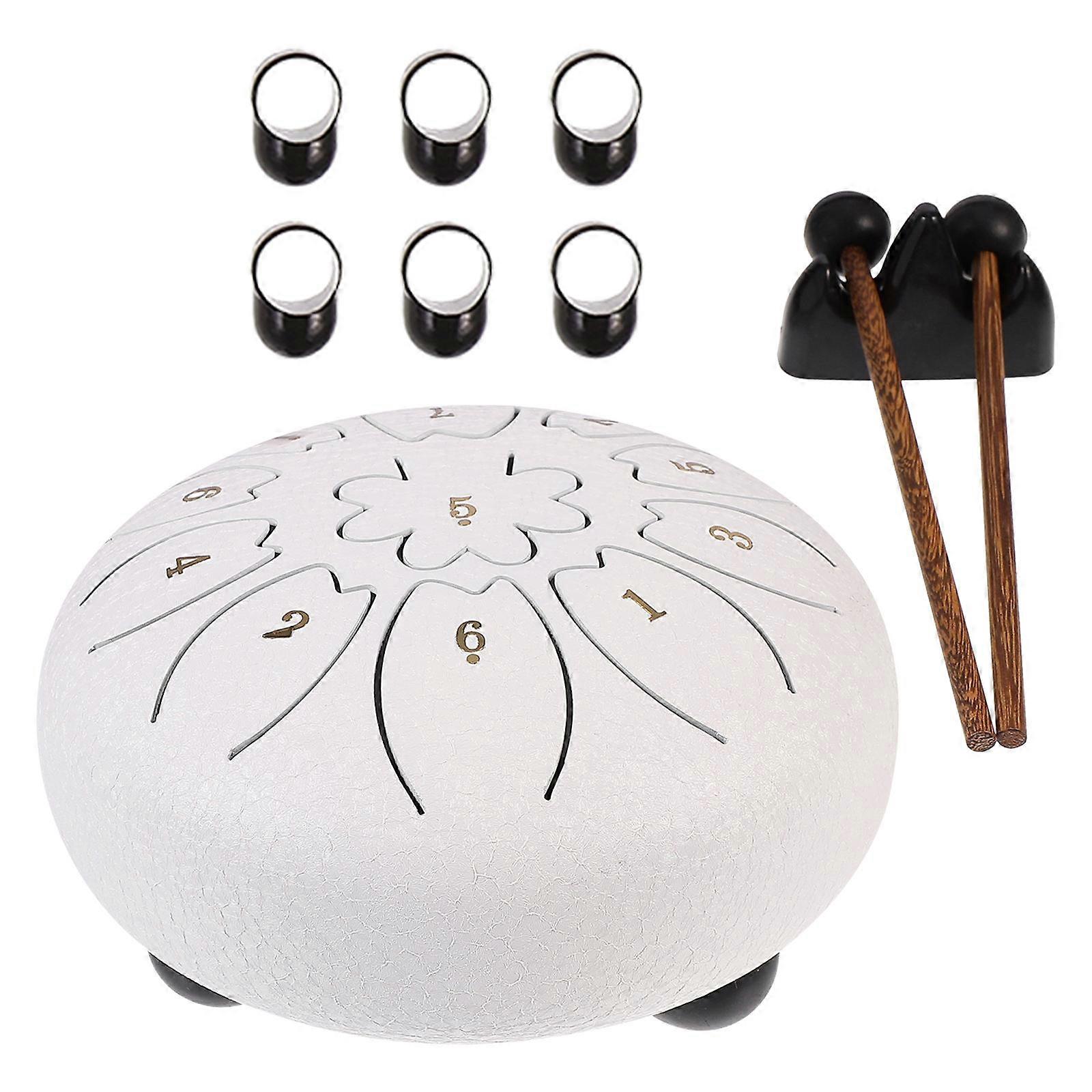 Steel Tongue Drum Musical Instruments 6 Inch Round Shape Designed For Yoga Practitioners Mood Soothing Therapy 1 Set