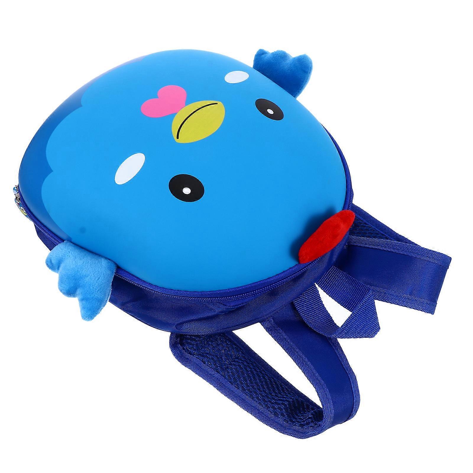 Children Cartoon Chicken Eggshell Backpack Blue Featuring Eye-Catching Design for Storage Use