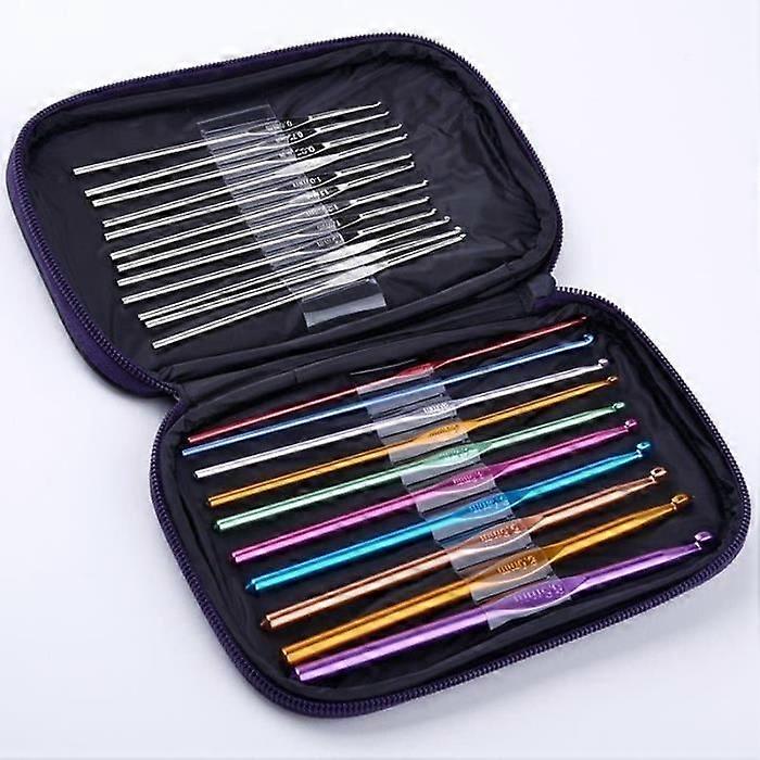22pcs Aluminum Crochet Hooks Knitting Needles Multicolor