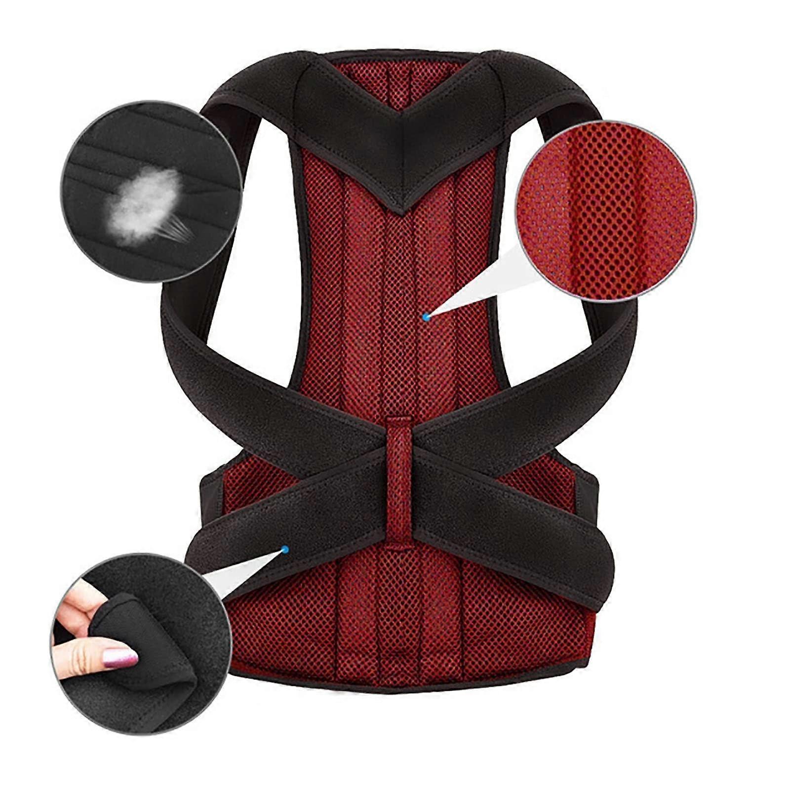 Posture Corrector Back Support Brace XS5XL Adjustable Full Back and Lumbar Support Belt Red Large