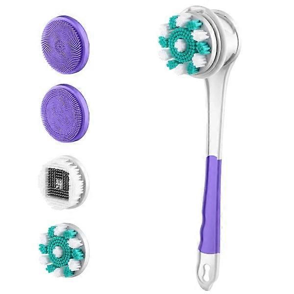 多機能電動バスブラシマッサージャーバックラビングブラシロングハンドルスピニングボディクリーニングスパマッサージシャワーブラシセット