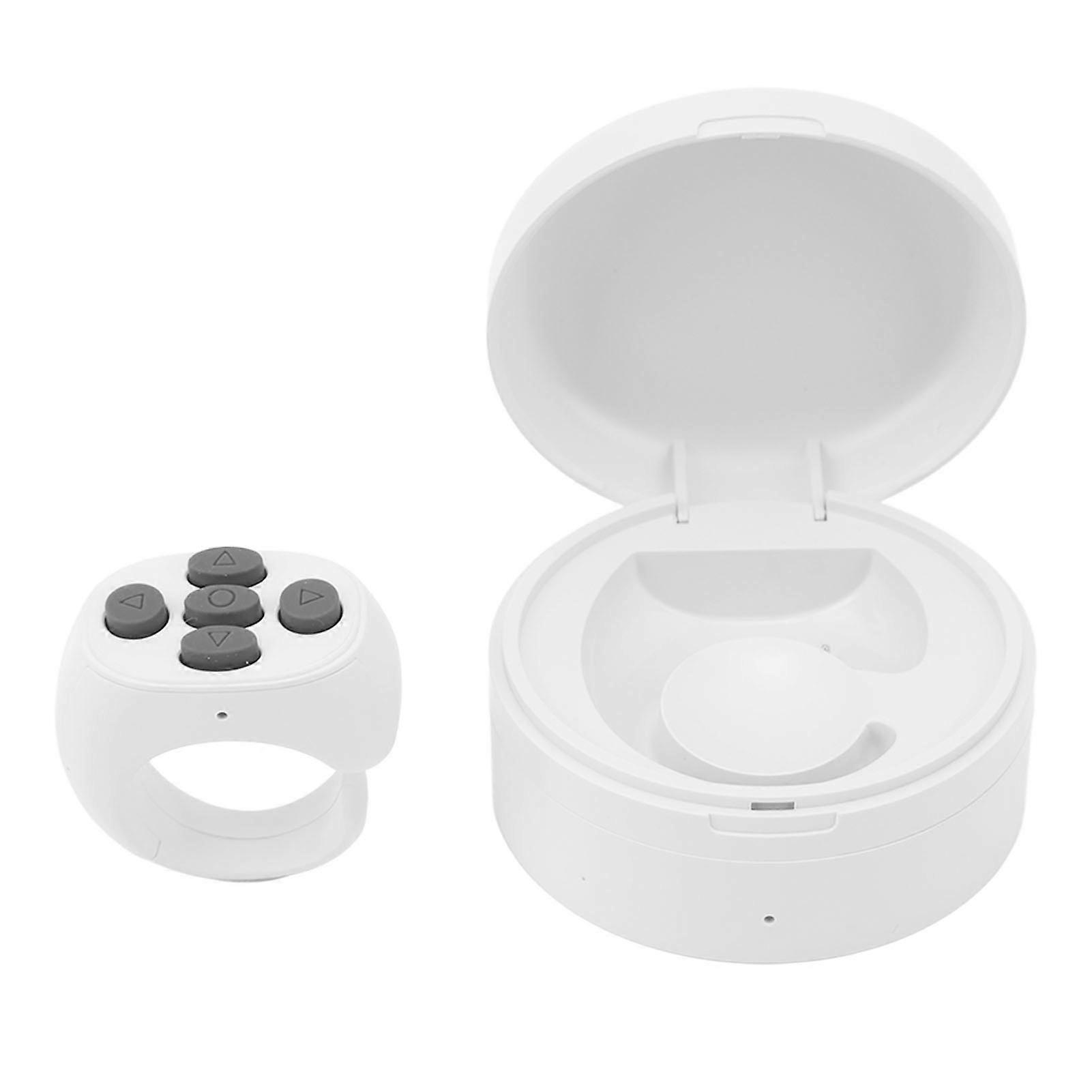 JX05S Ring Phone Remote Portable App Page Turner 10M Control Scrolling Ring Clicker for Phone Tablet Camera White