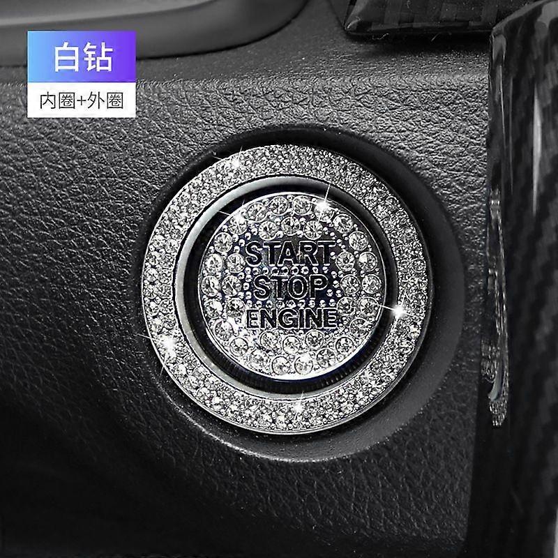 Bling Car Engine Start Button Cover: Sparkling Rhinestone Push Start Button Protector Anti-Scratch Key Ignition Decoration Universal Car Interior