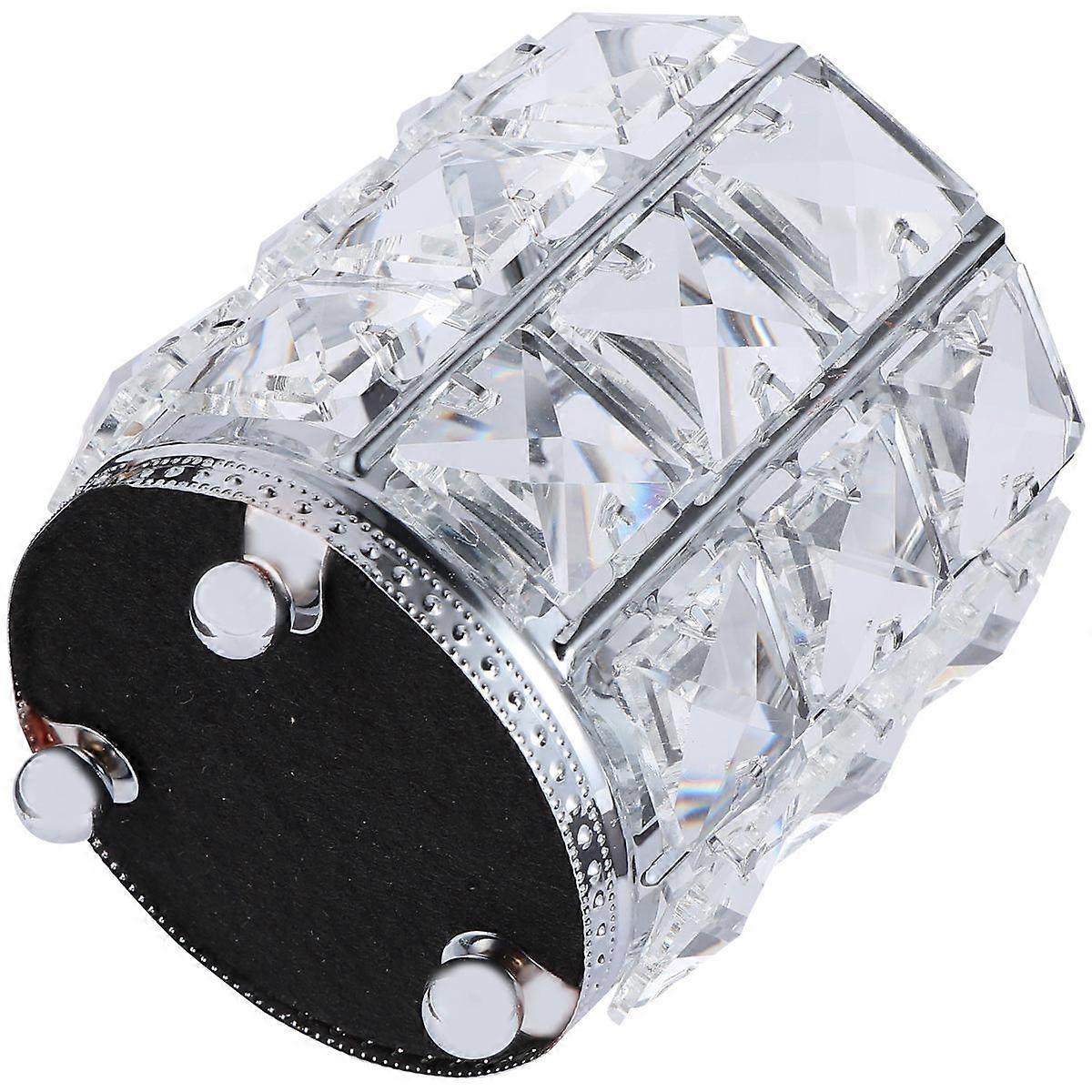 Retro Crystal Makeup Organizer Storage Box for Brushes with Cover Silver 1Pc