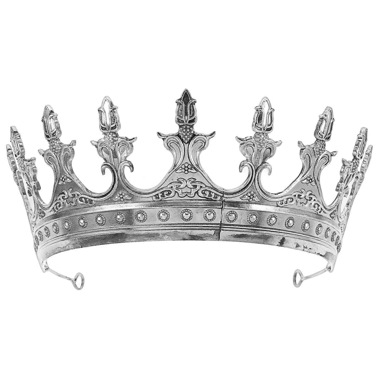 Silver Crown with Vintage Design for Party and Dramatic Performance Prop Comfortable