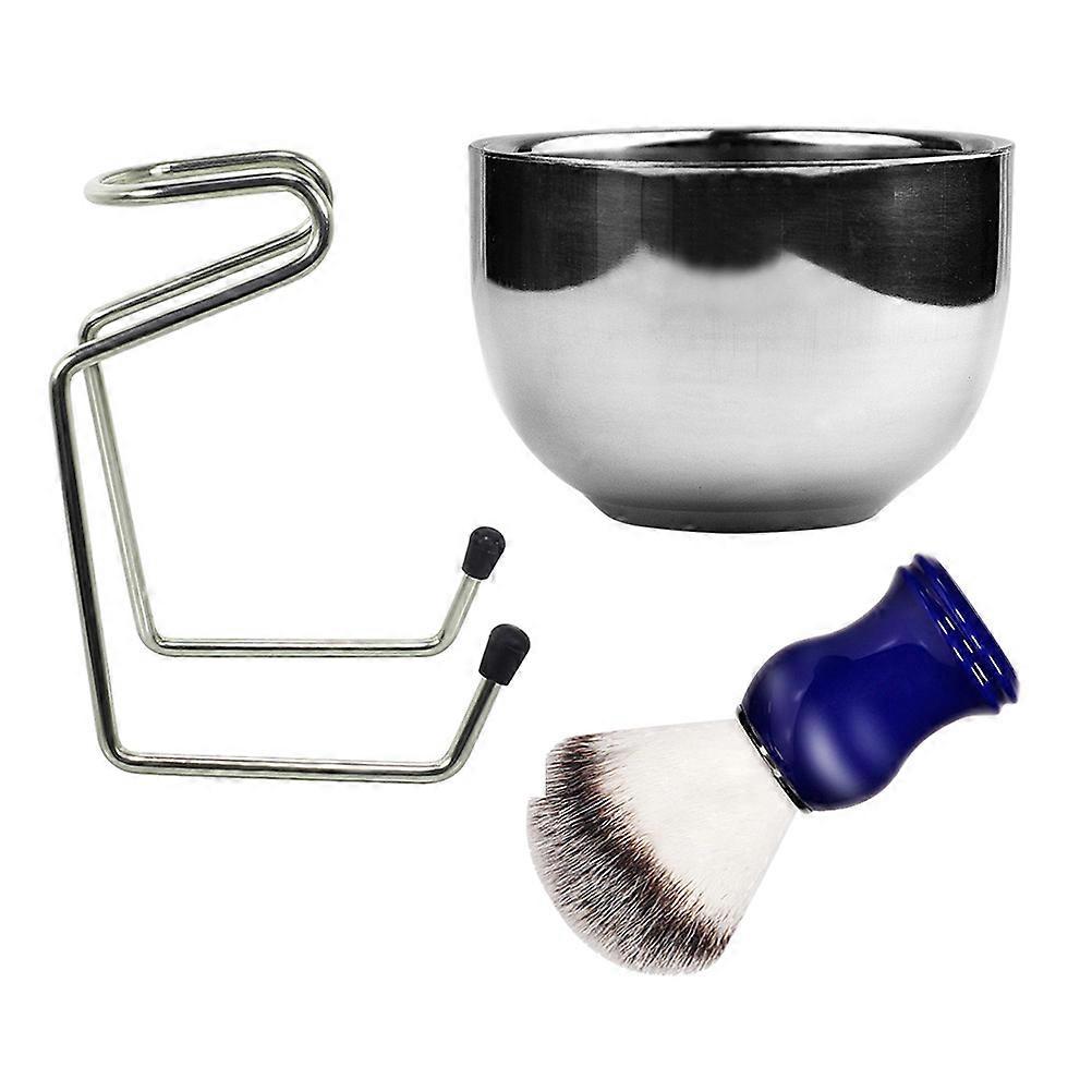 Beard Cleaning Brush And Mixing Bowl Set For Men Travel Use Durable Stainless Steel Holder With Smooth Handle 1 Set