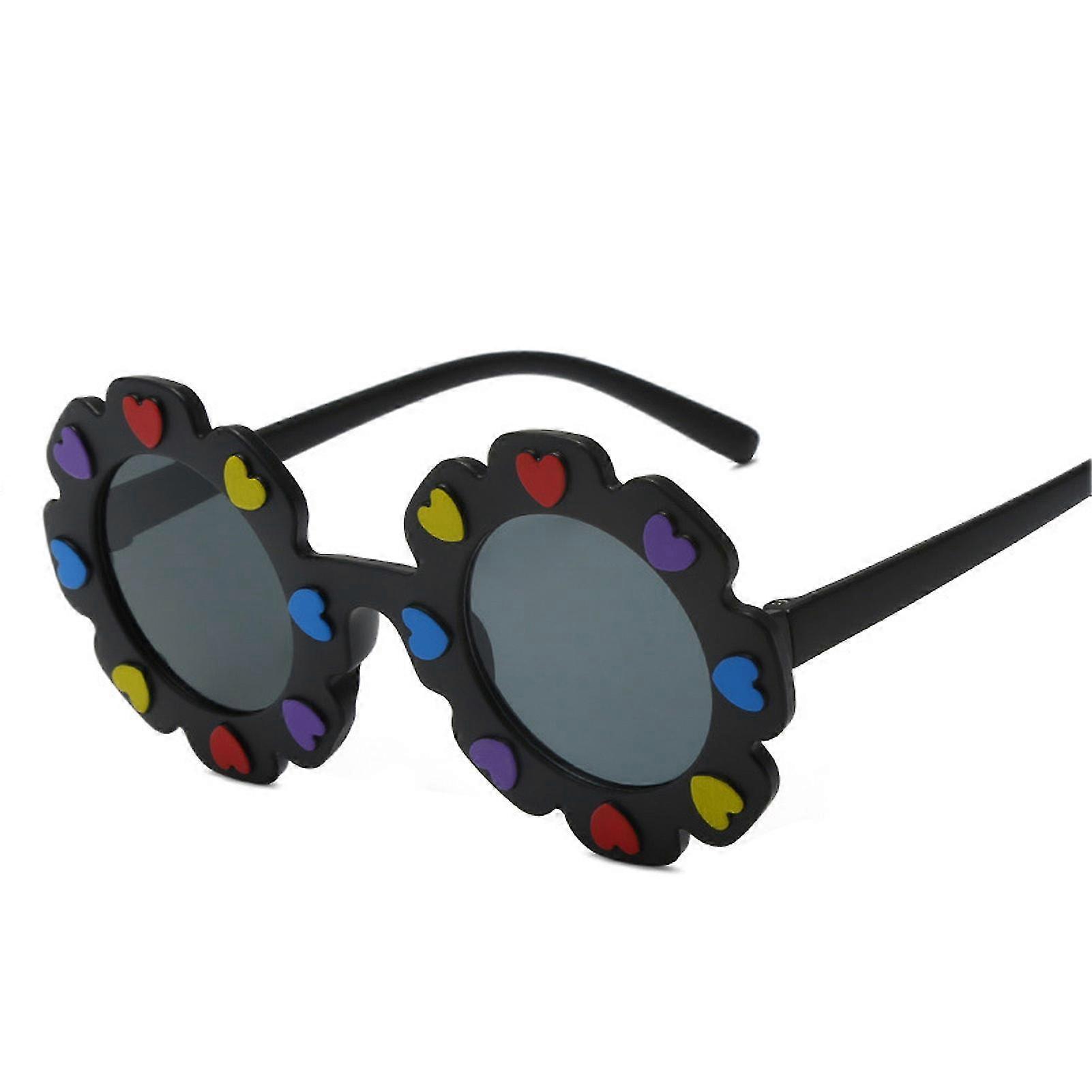 참신 키즈 선글라스 라운드 플로럴 멀티 컬러 안경 UV 보호 야외 일상복