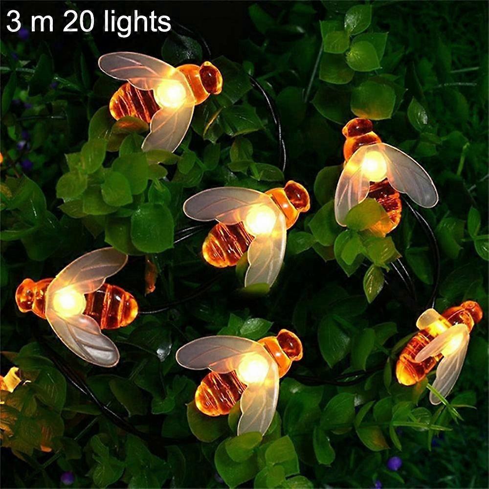 Νέα 10 Leds 20 Leds Κήπος μέλισσα αίθριο Χριστούγεννα φωτισμού γιρλάντα ηλιακή powered χαριτωμένο μέλισσα μέλισσα βολβό γιρλάντα οδήγησε νεράιδα φωτισμού