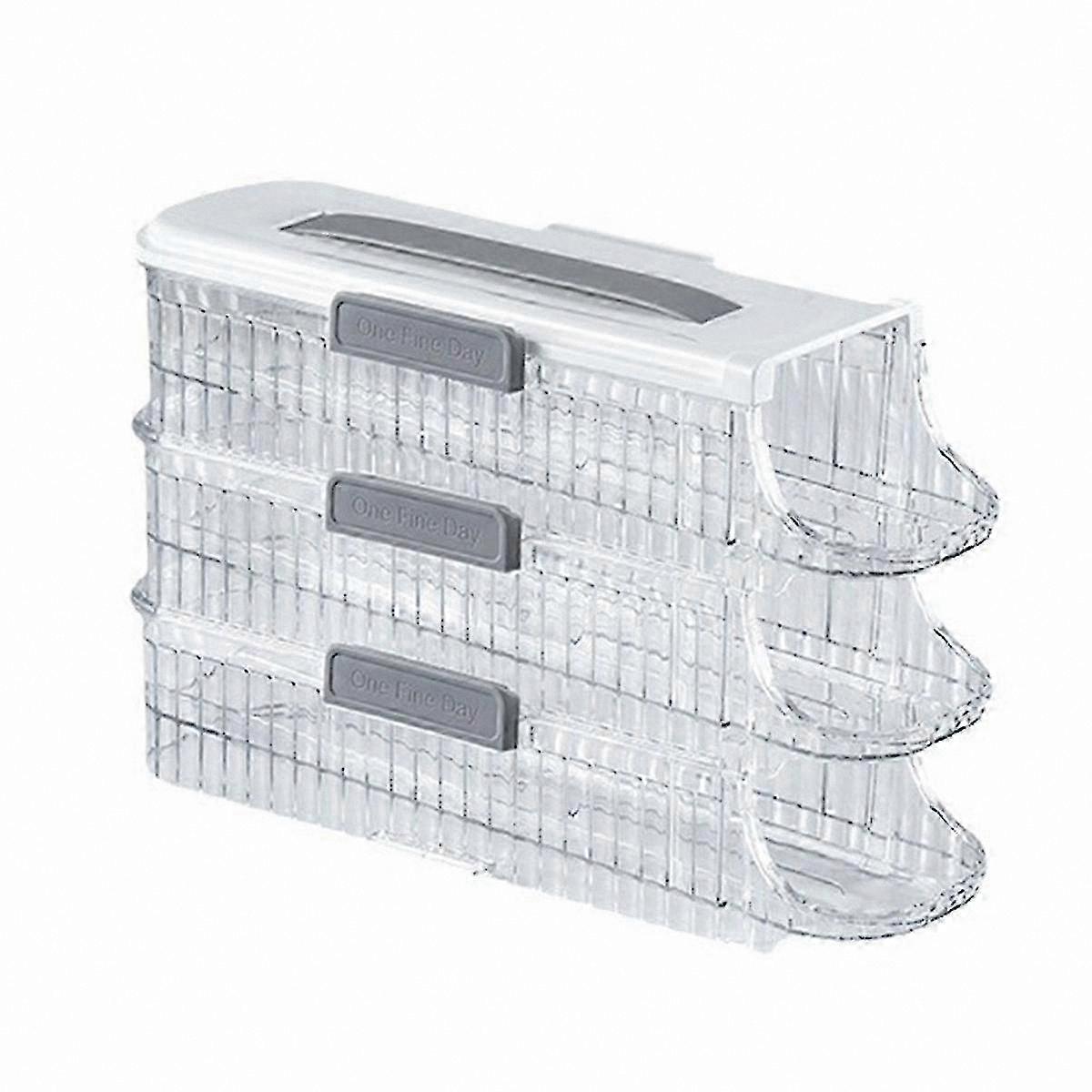 3-Tier Stackable Egg Organizer for Fridge, Automatic Rolling Tray, 21-Egg Capacity Storage Container