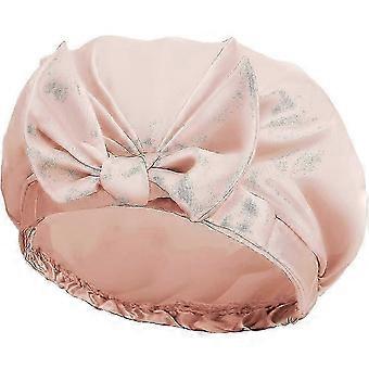 Oversized Waterproof Spa Shower Cap with Champagne Design Ideal for All Hair Lengths and Home Use