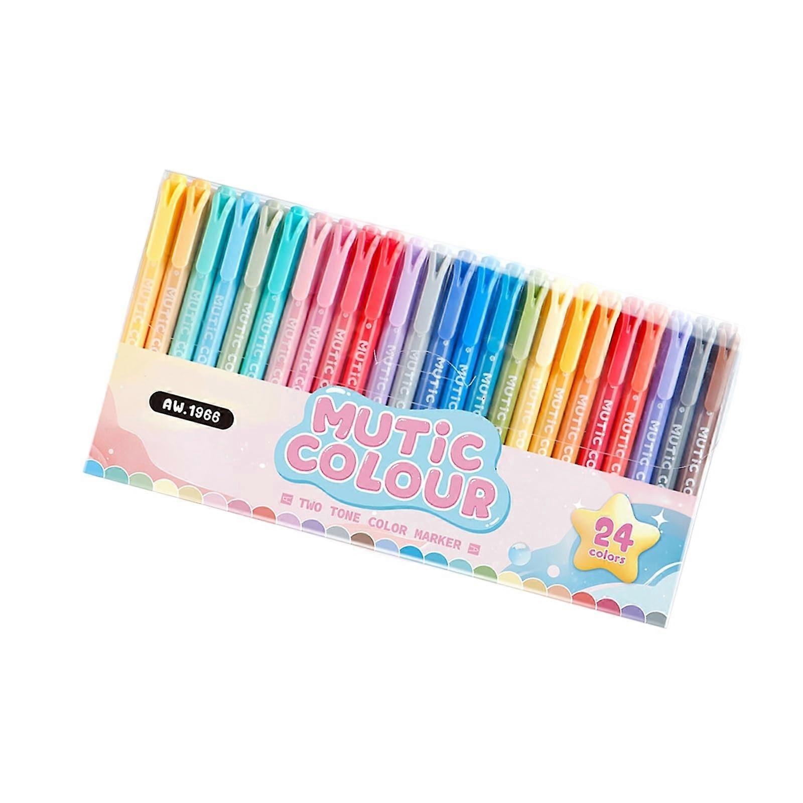 Textmarker-Set 6/12/24 Colors, Double-Ended Highlighters, Bible Marker, For Studying and Working