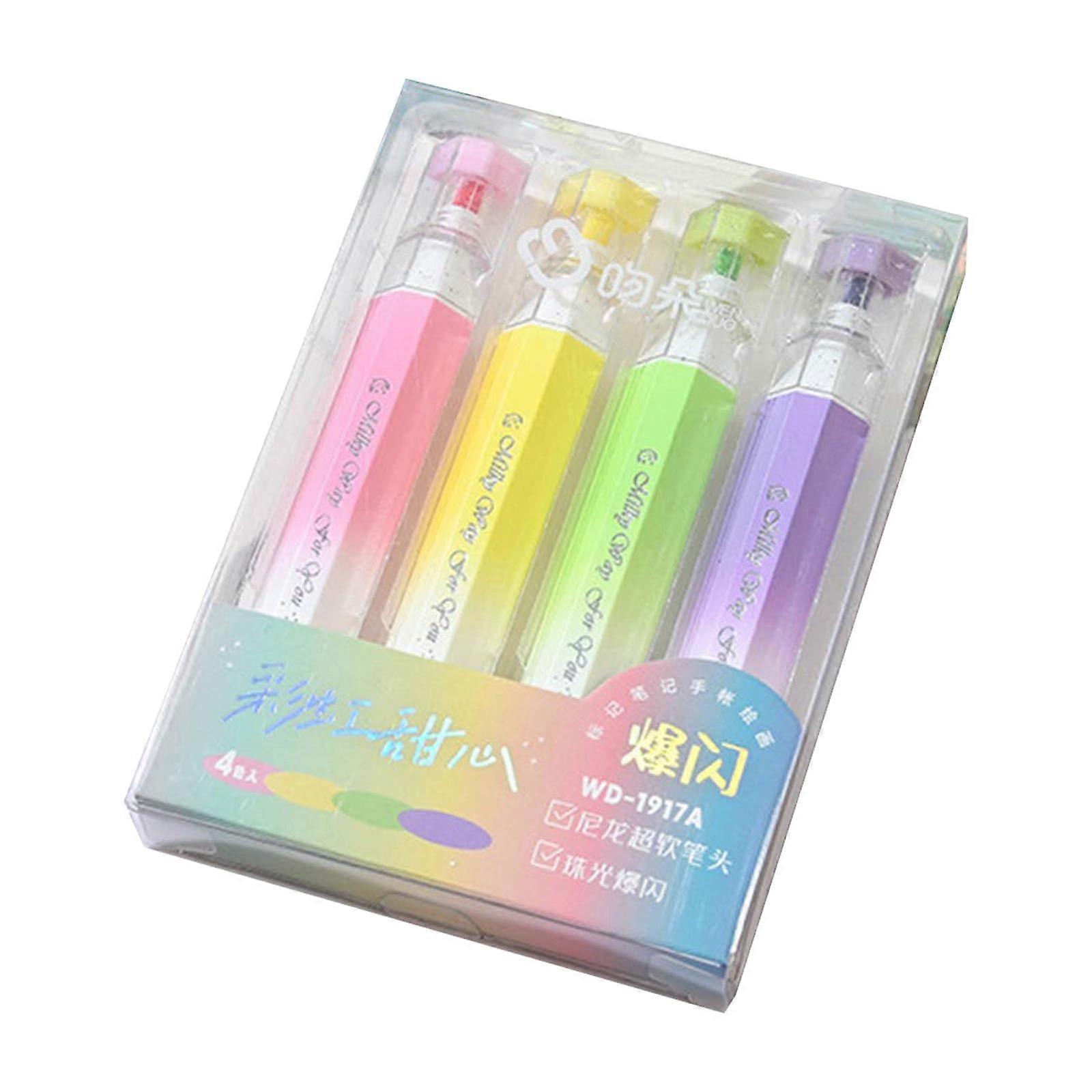 4pcs Glitter Highlighter Pen QuickDrying for Scrapbooking Notebook