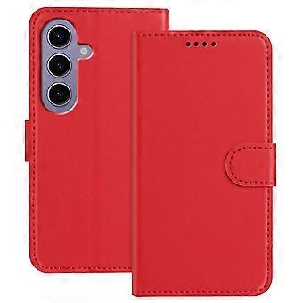 For Samsung Galaxy S24 Leather Case Wallet Stand Solid Color Anti Drop Phone Cover - Rose Gold