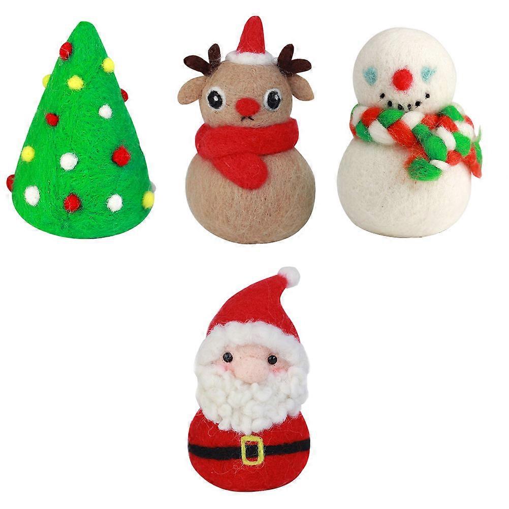 Christmas Wool Felt Needle Felting Kit – Santa, Snowman, Reindeer & Tree DIY Craft Set for Beginners & Home Decoration – Easy DIY Needle Felting