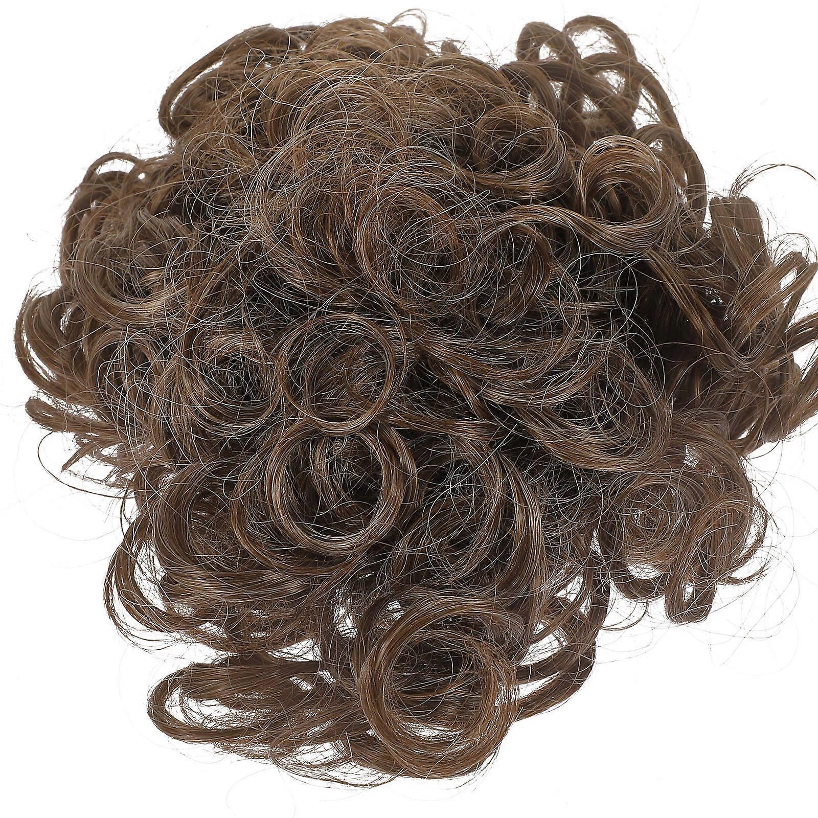 Messy Bun Hair Piece for Women with Elastic Band High Temperature Silk Coffee Color Fits Various Occasions 6.5 Inches