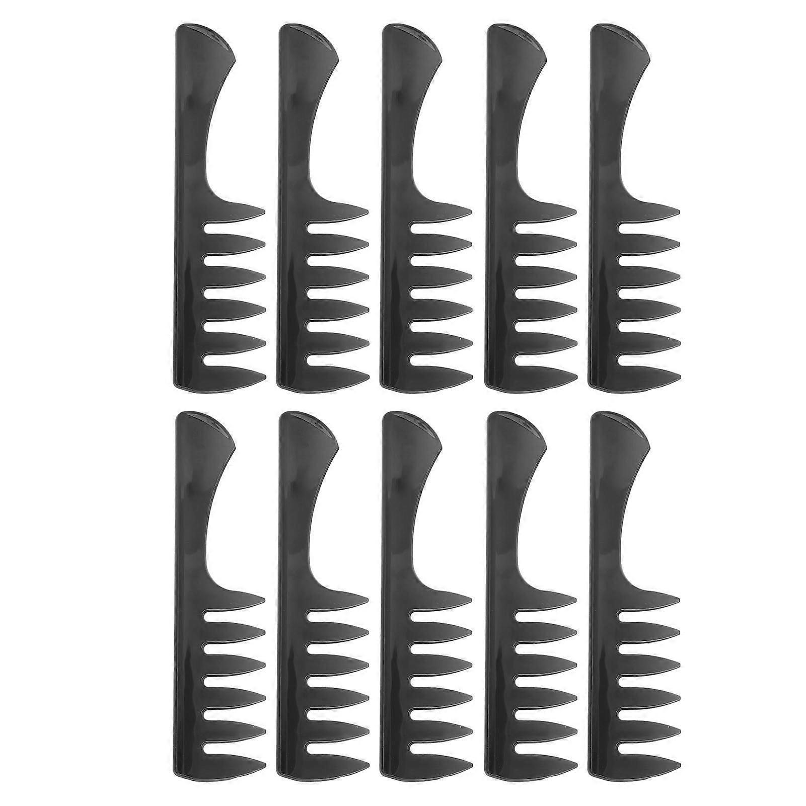 10pcs Styling Comb Wide Tooth Rounded Edge Long Ergonomic Handle Professional Comb for Men Vintage Oily Hairstyle Transparent Black 